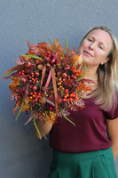 Jesienne Czary, jesienny wianek z wstążką, rozp.40cm