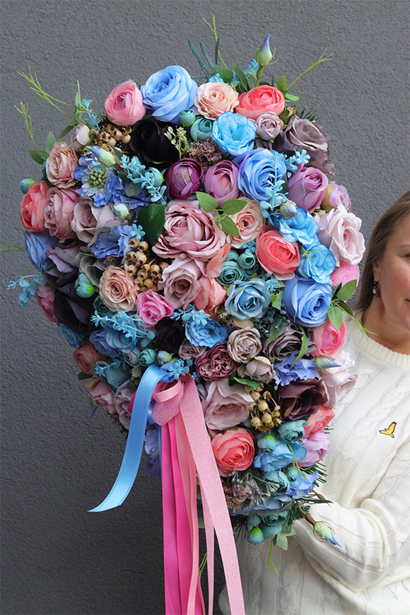 Sara Pastels, wiązanka nagrobna z pastelowymi kwiatami