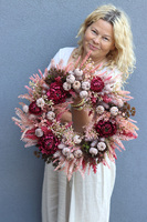 Bordotte, jesienny wianek na drzwi, śr.45cm