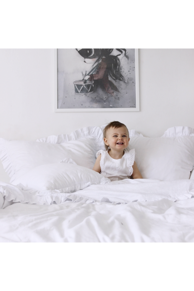 Margaret, komplet pościeli bawełnianej z falbaną, biała