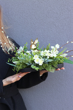 Black Easter Złoty Zając, stroik wielkanocny, wym.24x46cm