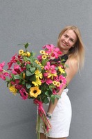 Layella, różowo-żółty bukiet do wazonu