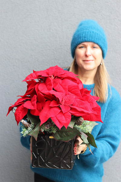 Gwiazda Betlejemska Black Modern, wysokiej jakości sztuczna roślina