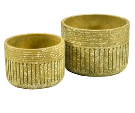 Boho 1A (większa), osłonka doniczka w prążki, żółta, wym.19.5x13.5cm