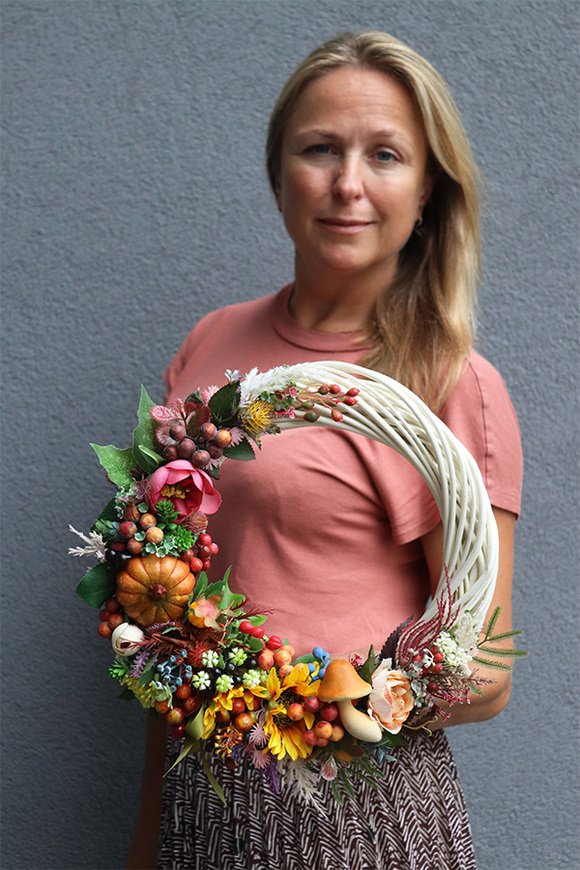 Delona, wianek jesienny z dynią, śr.34cm