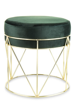 Endire Gold, welurowa pufa, zieleń, wym. 37x35x35cm 