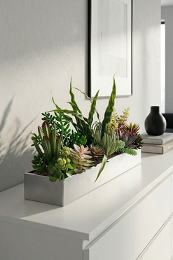 OD RĘKI Suculenti Steel Modern 3, sukulenty w stalowej donicy, wym.47x50cm