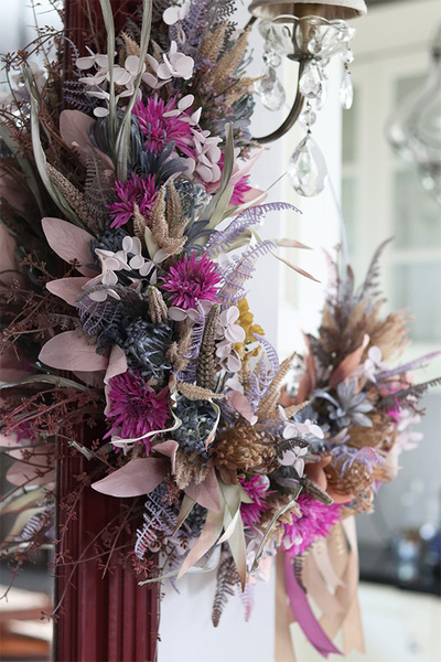 Subtelle Pinkita, wianek boho na obręczy, śr.40cm