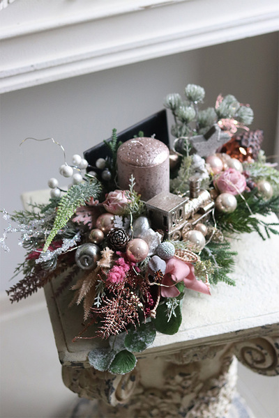 Pink Cristal Gossamer, świąteczny stroik w szkatułce LED