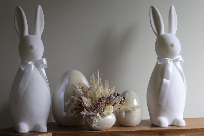 Boho Cream Egg, wielkanocna kompozycja kwiatowa w jajku