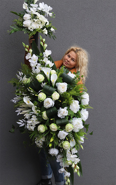 Weronika, biała wiązanka nagrobna, dł.140cm 