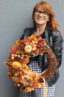 Dyniowa Poezja, asymetryczny jesienny wianek z dyniami