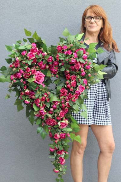 Serce Różanna, wieniec nagrobny w kształcie serca