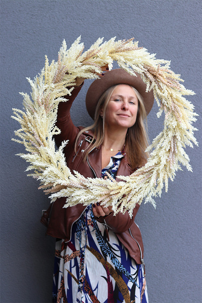 Boho Kłosy, duży wianek ze sztucznego suszu