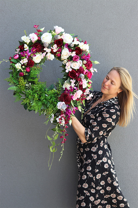 asymetryczny wianek na drzwi, Marassi, śr.67cm