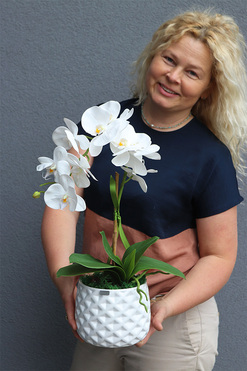 Il Classico, śnieżnobiały sztuczny storczyk, wys.54cm