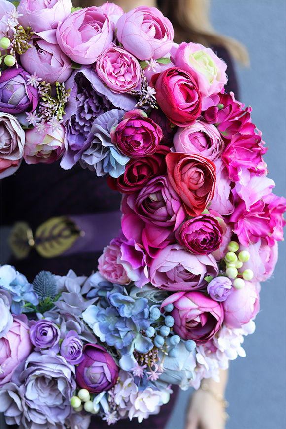 duży wianek kwiatowy Bogactwo Natury Bellisa, śr.46cm