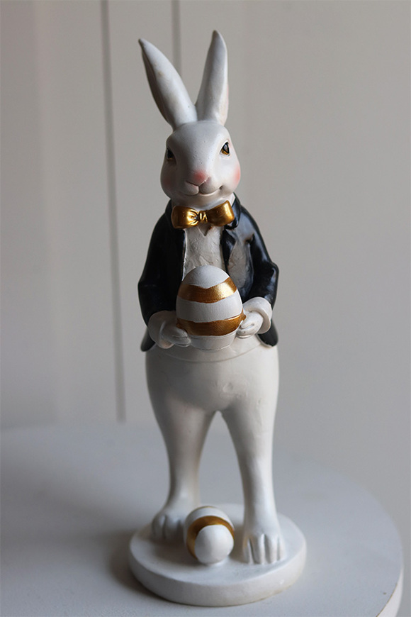 Bunny Cottage Gold, figurka wielkanocna zajączek