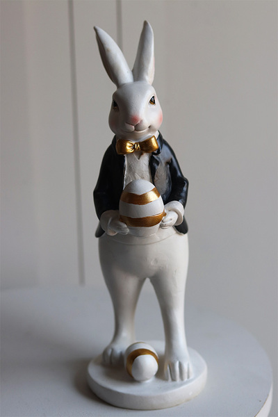 Bunny Cottage Gold, figurka wielkanocna zajączek