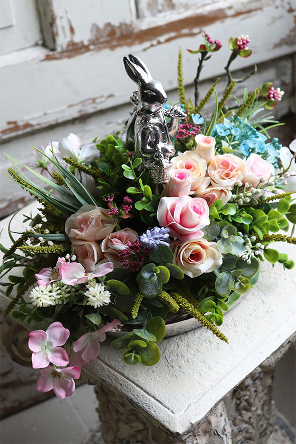 kompozycja - stroik wielkanocny, Zajęcza Radość, wym.27x37cm 