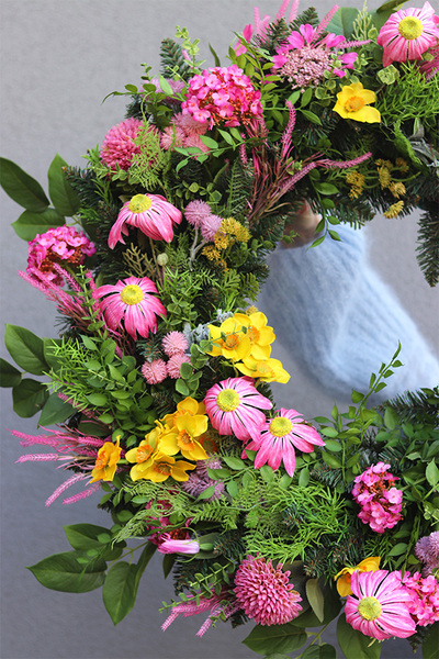 Kolory Wiosny, wiosenny wianek na drzwi