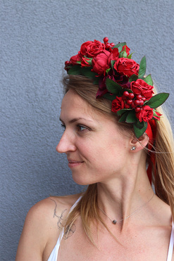 Frida Crown, czerwony wianek na głowę, rozmiar uniwersalny  