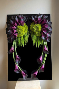 New Design Skrzydła Anioła Purple Ombre, dekoracja nagrobna na czarnej podstawie, wym.90x60cm 