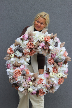 Dyniowy Sen Premium, jesienny wianek z dyniami, śr.