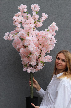 Kwitnąca Wiśnia, sztuczna roślina w doniczce, różowa, wys.120cm