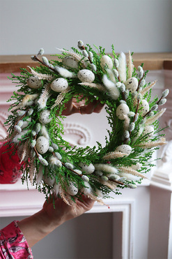 Zielona Noc, wielkanocny wianek dekoracyjny, śr.30cm