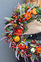 Jesienny Poranek, asymetryczny wianek jesienny, rozp.60cm