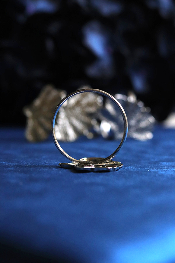 Ginko, obrączki na serwetki, miłorząb, srebrne	