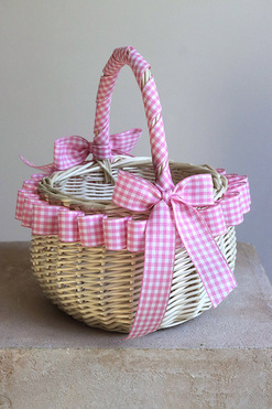 OD RĘKI Cottage Pink, dekorowany koszyczek wielkanocny, wys.23cm 