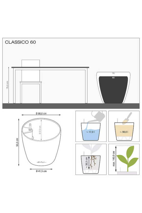 Classico, elegancka donica z nawadnianiem