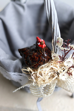 OD RĘKI Helka, dekorowany koszyczek wielkanocny, wys.23cm 