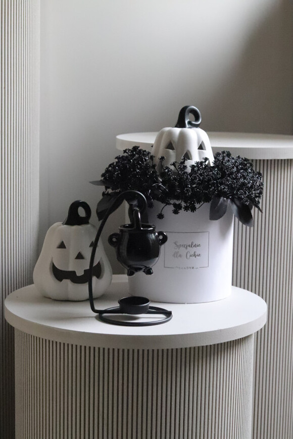 Halloween Black&White, flowerbox z dynią LED