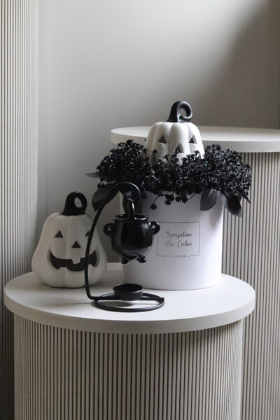 Halloween Black&White, flowerbox z dynią LED