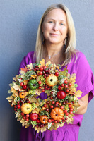 Liście i Dynie, jesienny wianek z atrybutami jesieni, śr.30cm