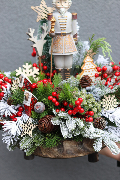 Żołnierzyk, stroik świąteczny LED z dziadkiem