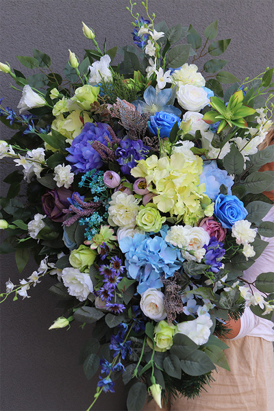 Blusilda Reddie 2, niebiesko-zielona wiązanka nagrobna