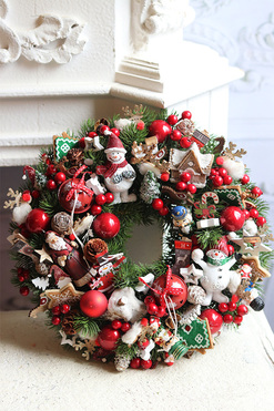 Święta u Izy, świąteczny wianek dekoracyjny, śr.28cm