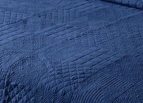 Navy Blue, bawełniana narzuta na łóżko i poszewki, 200x220