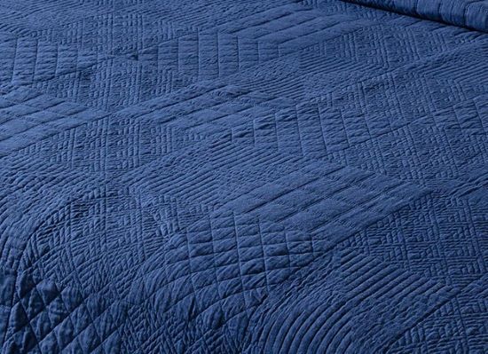 Navy Blue, bawełniana narzuta na łóżko i poszewki