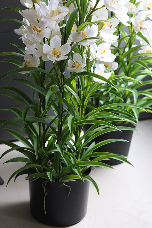 Cymbydium Ambasador, duży sztuczny storczyk XXL w doniczce