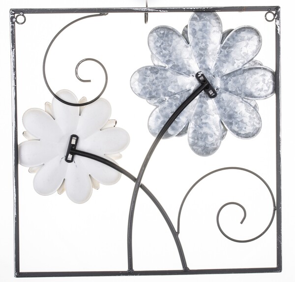 Floriana B, metalowy decor ścienny z kwiatami, wym.40.5x40.5x2cm 