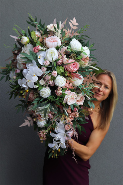 Dulea, wiązanka nagrobna z orchideą, dł.90cm