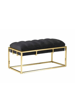 Everson, ławka z welurowym obiciem, złota, wym.97x44x46cm