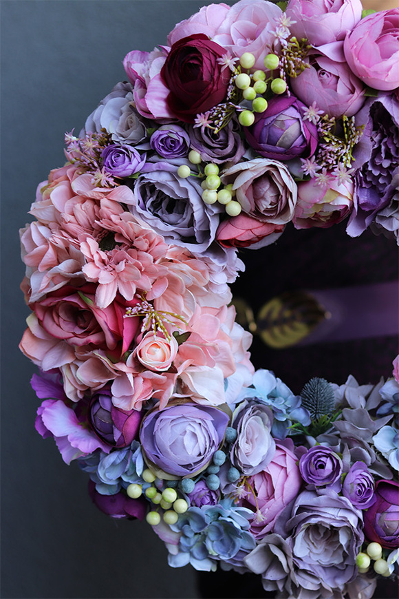 duży wianek kwiatowy Bogactwo Natury Bellisa, śr.46cm