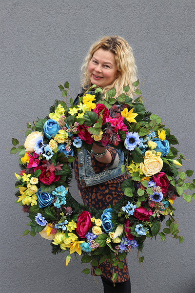 Summer, barwny komplet nagrobny, bukiet+wieniec