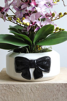 Bohemina Bow, różowy sztuczny storczyk w donicy